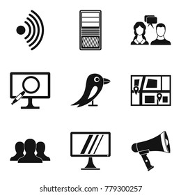 Communication icons set. Simple set of 9 communication vector icons for web isolated on white background