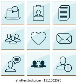 Communication icons set with team, information, webpage and other mailbox

 elements. Isolated vector illustration communication icons