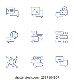 Communication icons set. Thin Line style, editable stroke. internet of things, question, chatting, communications, communication, chat.