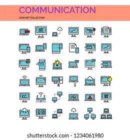 Communication Icons Set. UI Pixel Perfect Well-crafted Vector Thin Line Icons. The illustrations are a vector.