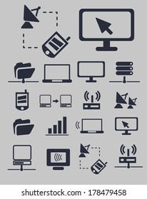 communication icons set, vector