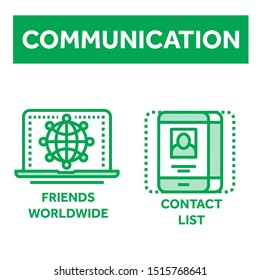 communication icons set. vector illustration. modern telecommunication design concept. 