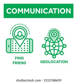 communication icons set. vector illustration. modern telecommunication design concept. 