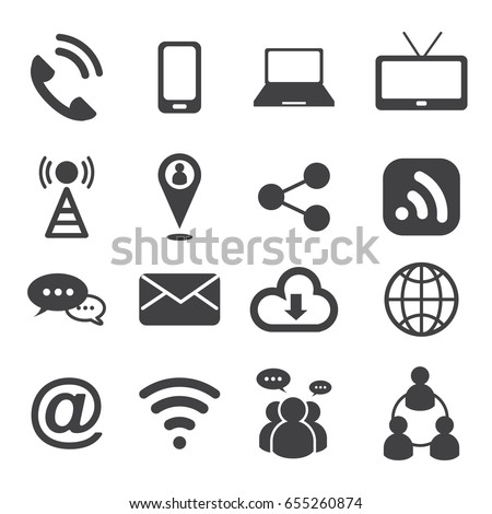 communication icons set. vector illustration. modern telecommunication design concept.