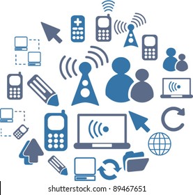 conjunto de iconos de comunicación, ilustraciones vectoriales