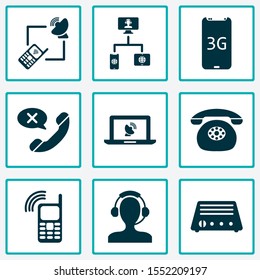 Communication icons set with web, 3g smartphone, online communication and other web devices

 elements. Isolated vector illustration communication icons.