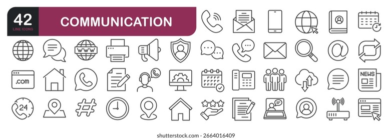 Communication icons set. Web line icons collection related contact