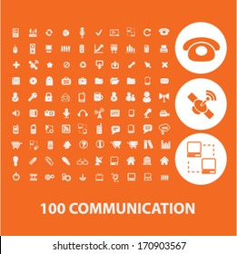 communication icons, signs set, vector