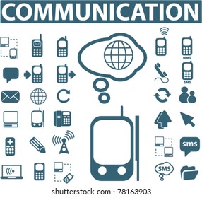 communication icons, signs, vector illustrations