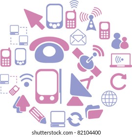 iconos de comunicación, signos, ilustraciones vectoriales