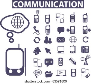 communication icons, signs, vector illustrations