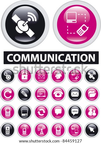 communication icons, signs, vector illustrations set