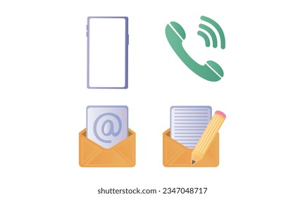 Communication Icons smartphone, envelope, phone, email.on white background.Vector Design Illustration.