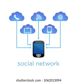 communication icons, social network. vector illustration
