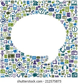 Communication Icons in Speech Bubble Shape