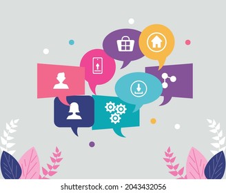 communication icons in speech bubbles