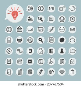  communication icons and Technology Icon on blue paper