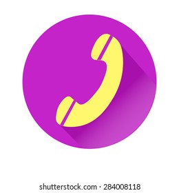 Communication icons. Telephone icon. Long shadow icon