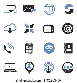 Iconos de comunicación. Diseño plano de dos tonos. Ilustración vectorial.