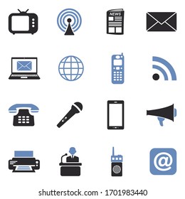 Iconos de comunicación. Diseño plano de dos tonos. Ilustración vectorial.