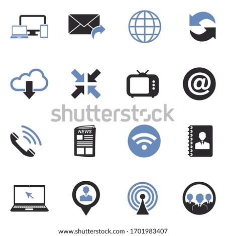 Communication Icons. Two Tone Flat Design. Vector Illustration.