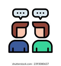 Communication icons in various shapes in flat, line, colored styles.