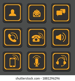 Communication Icons Vector Call  Rounded Square Buttons All are 9 Beautiful Icons 