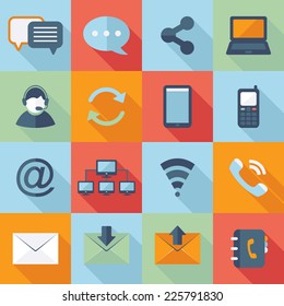 Communication Icons. Vector collection of flat and colorful web icons
