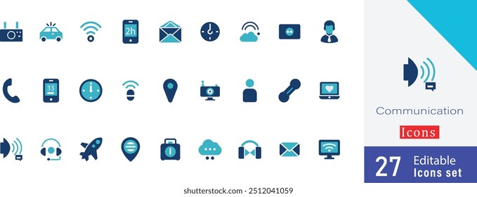 Communication Icons  vector illustration design. containing message, email, airplane,  radio, broadcast tower, router, mobile, people and more vector design