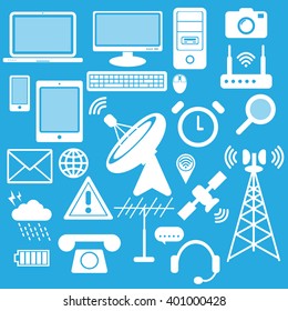 communication icons, vector illustrations