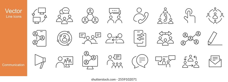 Communication Icons - Vector Line. Editable Stroke.