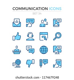 Communication icons. Vector line icons set. Premium quality. Simple thin line design. Modern outline symbols, pictograms.