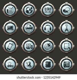 Communication icons in the vector stylish round buttons for mobile applications and web