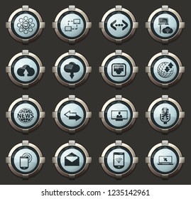 Communication icons in the vector stylish round buttons for mobile applications and web