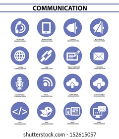 Communication icons,Blue circle version,vector