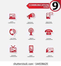 Communication icons,Red version,vector