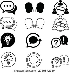 Communication and idea exchange icons set Vector
