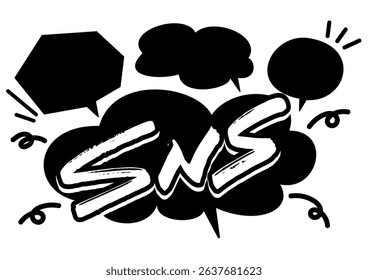 Communication Image with SNS Words and Speech Bubble