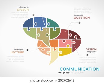 Infografik-Vorlage mit Sprachblase aus Puzzleteilen