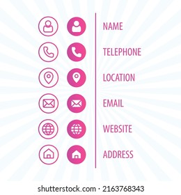 Communication and information icon pack. Contacts icons. Symbols. Business card. Vector illustration. Icons. Fully editable format.