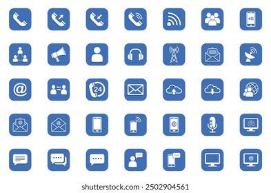 communication interface icon vector set