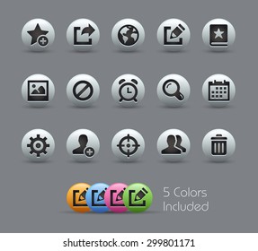 Iconos de interfaz de comunicación // Serie Pearly — El archivo Vector incluye 5 versiones de color para cada icono en diferentes capas —