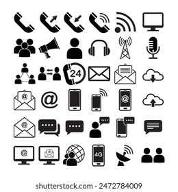 communication interface icons set uses for social media and web vector illustration editable eps10