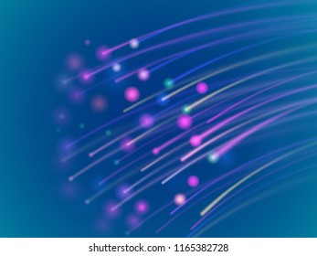 Communication and internet concept. Data transmission over a fiber optic network. Information technology abstract background. Modern fast and secure data transfer. EPS 10 vector illustration.