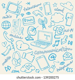 Communication & internet doodles vector