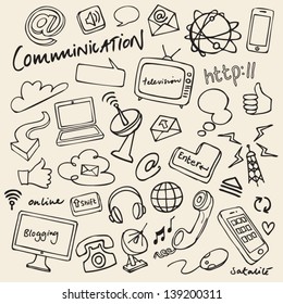 Communication & internet doodles vector