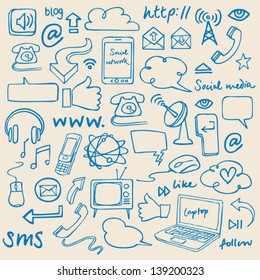 Communication & internet doodles vector