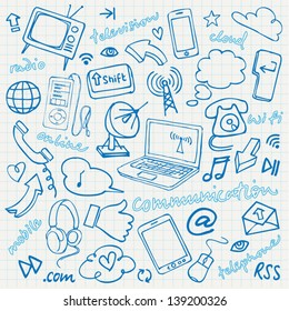 Communication & internet doodles vector