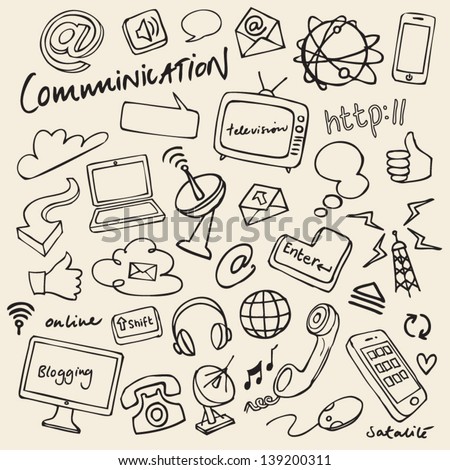 Communication & internet doodles vector