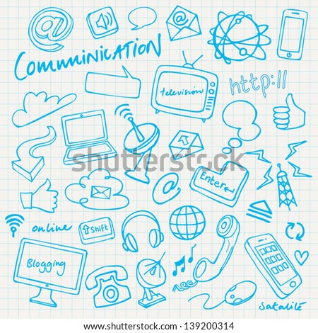 Communication & internet doodles vector